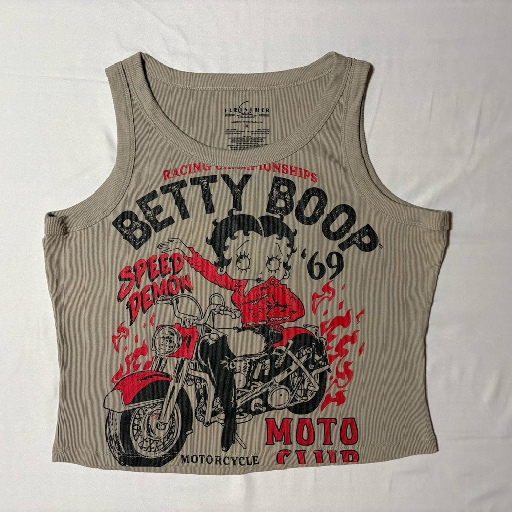 Betty Boop "Speed Demon" Motorcycle Themed Ribbed Tank Top